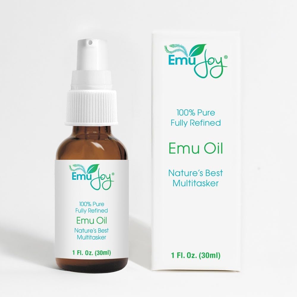 Emu Joy emu oil bottle for daily skin care and moisturizing.