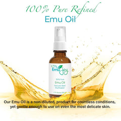 Emu Joy emu oil label with lot and date for freshness.