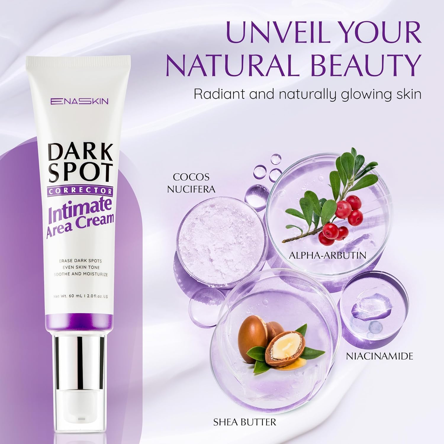 Cap close-up showing premium EnaSkin packaging and gentle formula