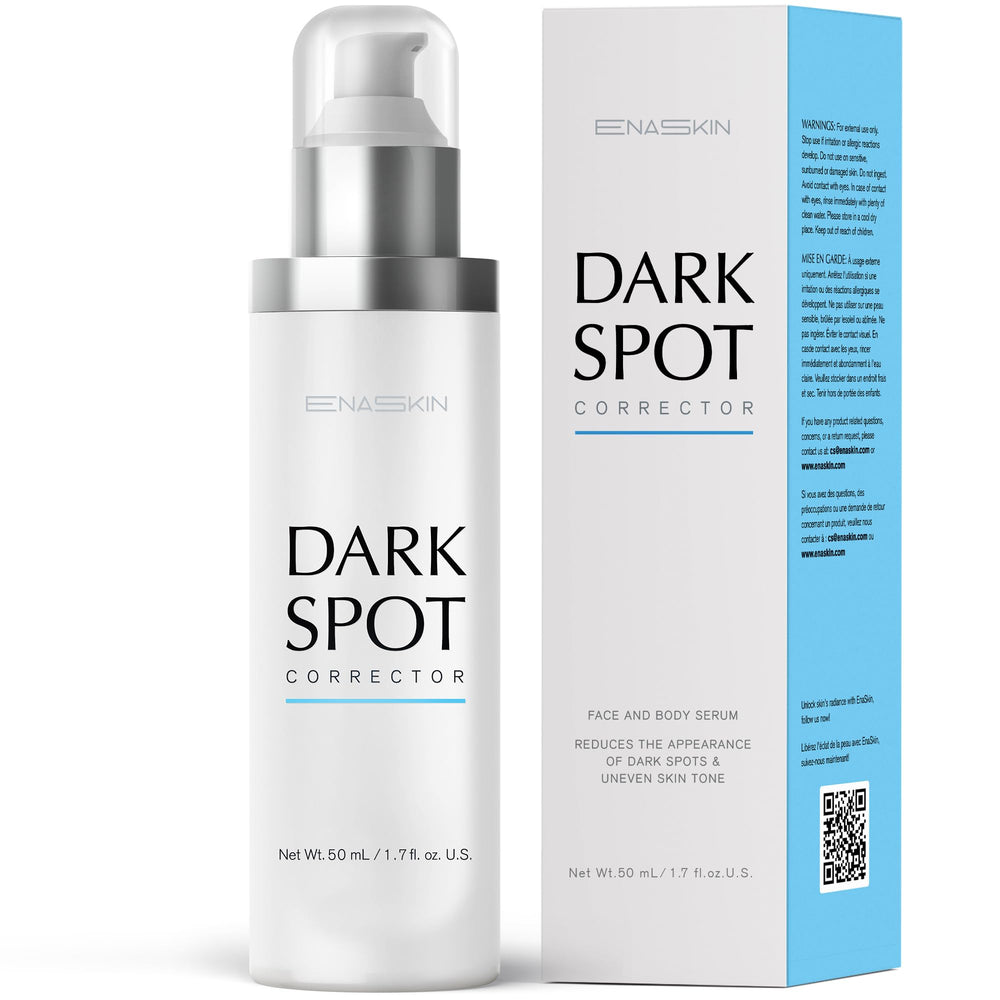 EnaSkin Dark Spot Remover bottle close-up for face brightening and even tone.