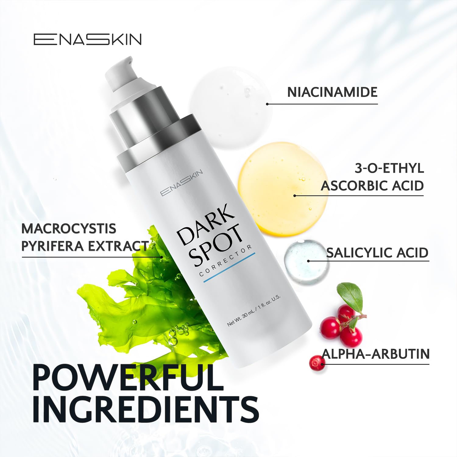 EnaSkin Dark Spot Remover pump application demonstrates easy daily use.