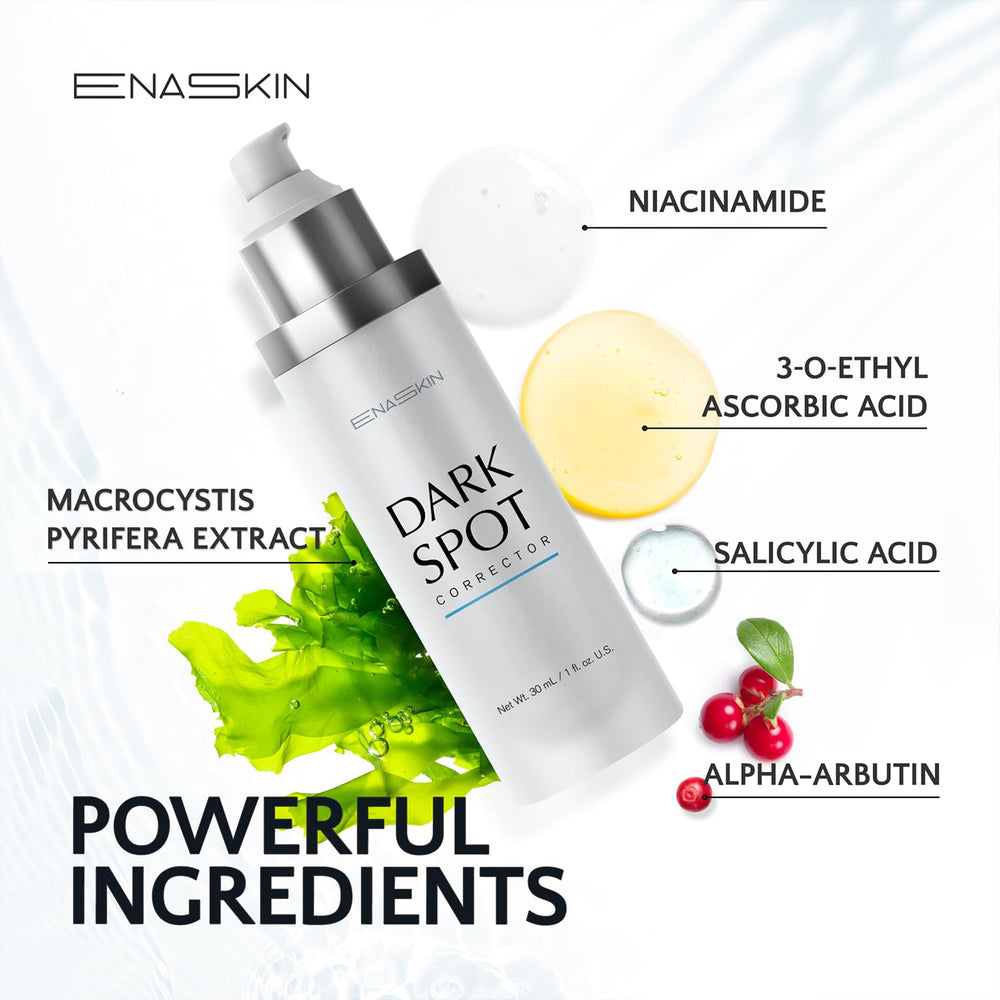 EnaSkin Dark Spot Remover pump application demonstrates easy daily use.