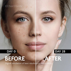 Dabbing EnaSkin serum on a spot for targeted care.