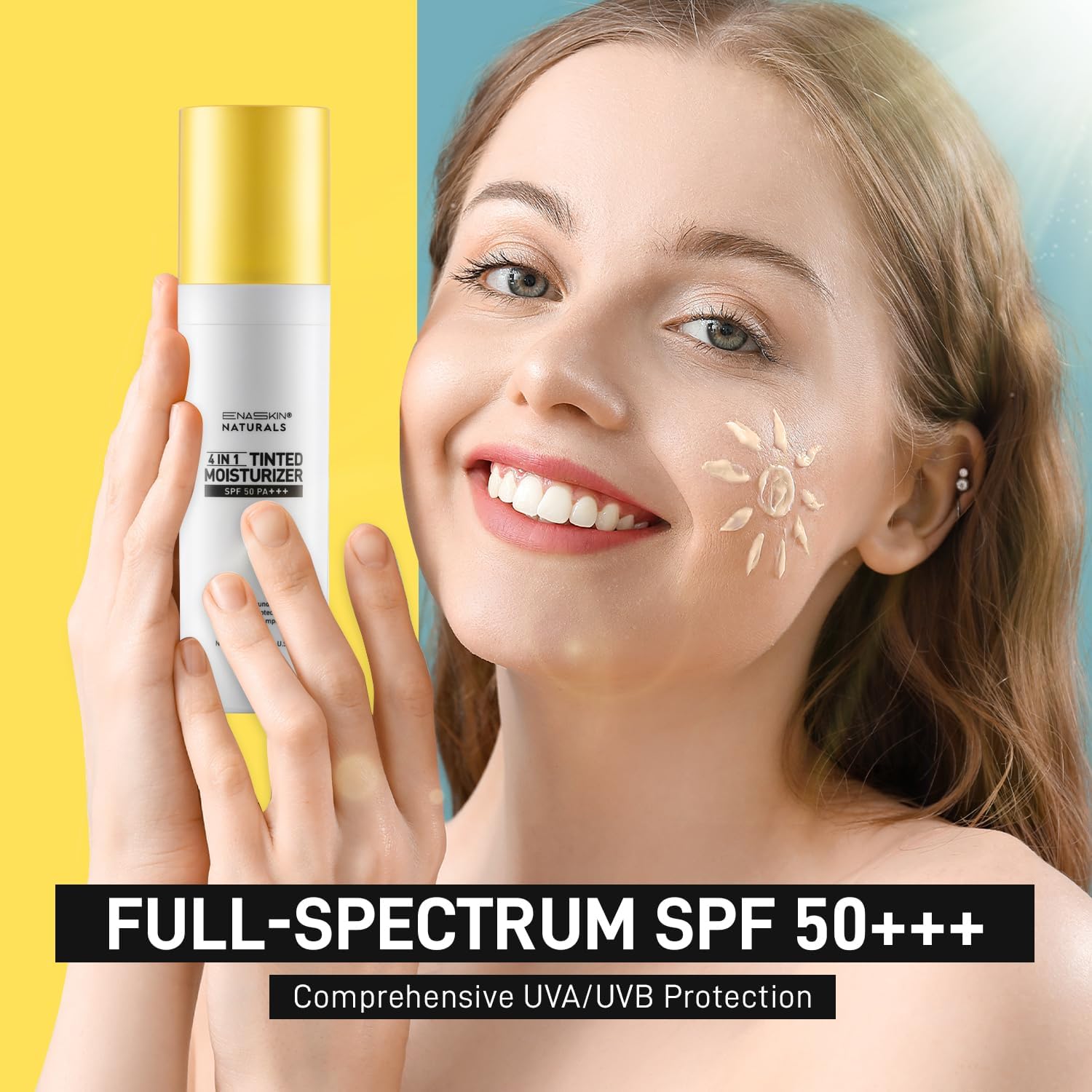 Enaskin Naturals glow finish image demonstrates dewy skin and even complexion.