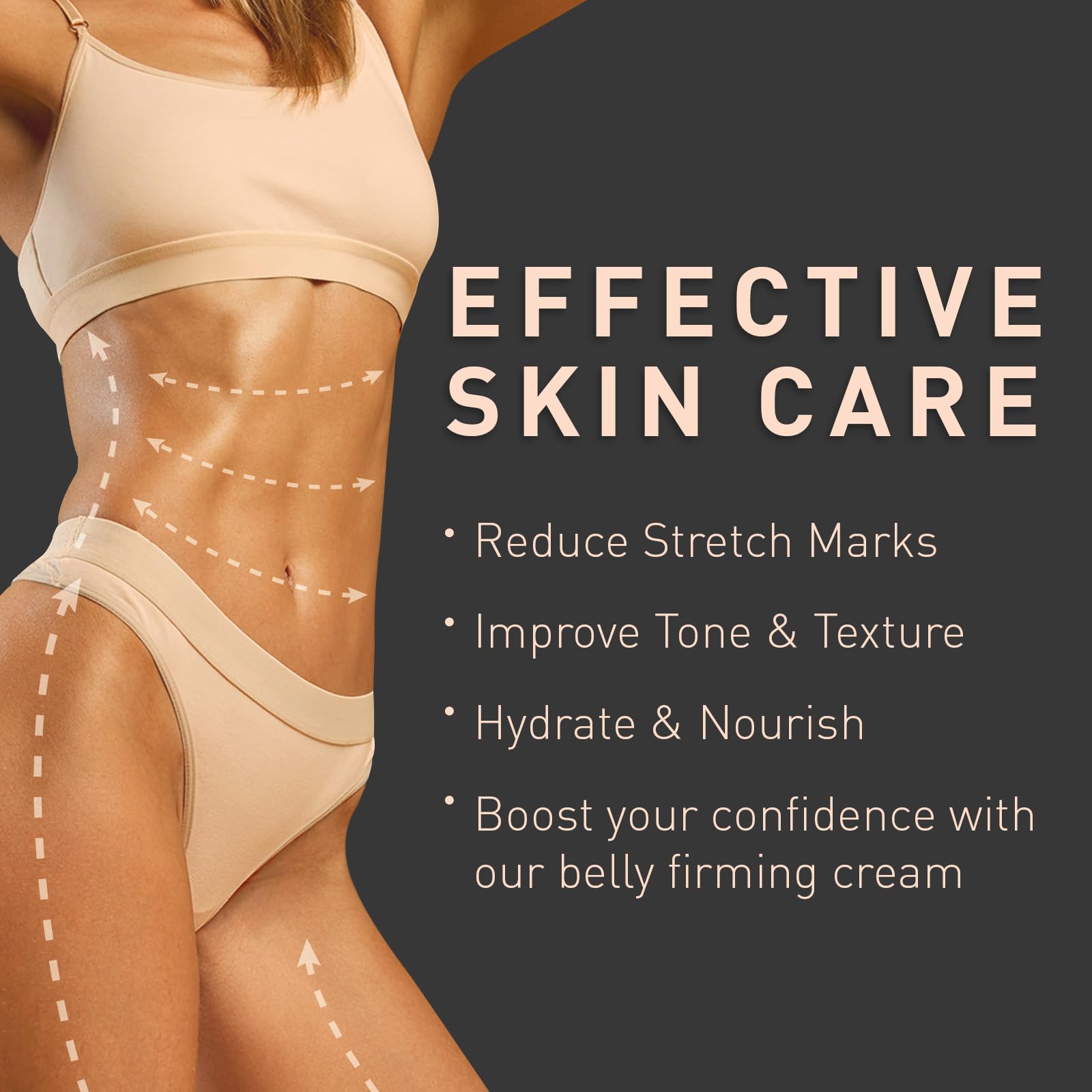 Enaskin Naturals Belly Firming Cream texture closeup shows rich hydration for smooth skin