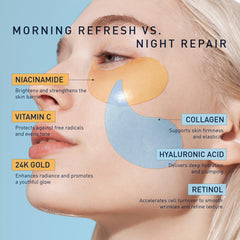 Enaskin Naturals golden gel eye patch close-up highlights luxurious hydration benefits.