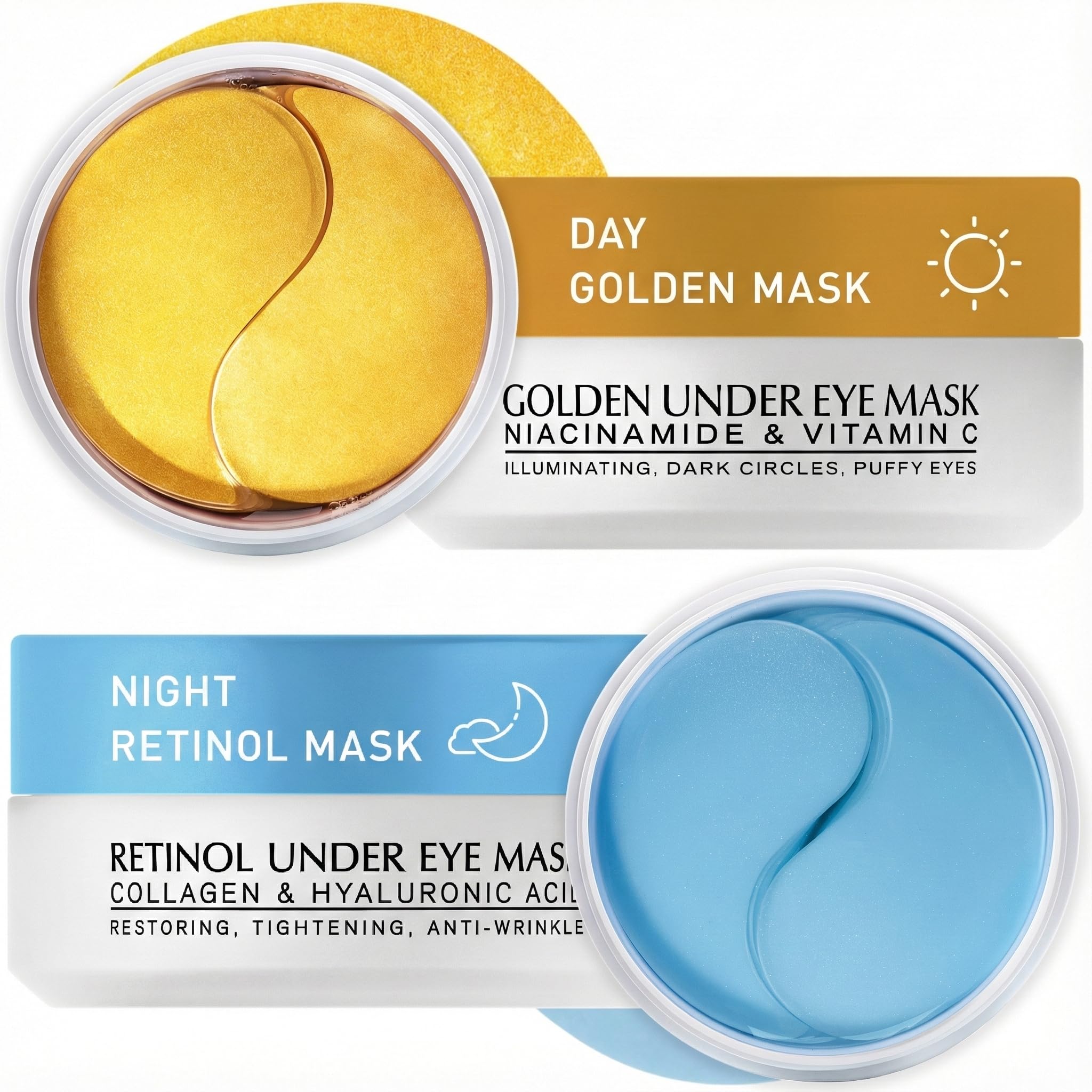 Enaskin Naturals under-eye patches kit close-up showing depuffing and brightening potential.