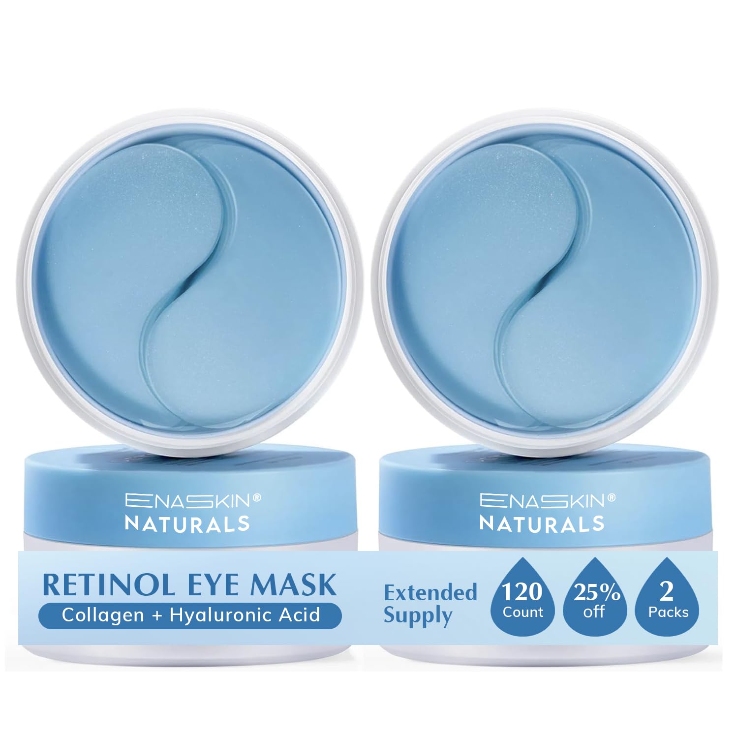 Parche ocular Enaskin Naturals en paquete azul para refrescar la mirada