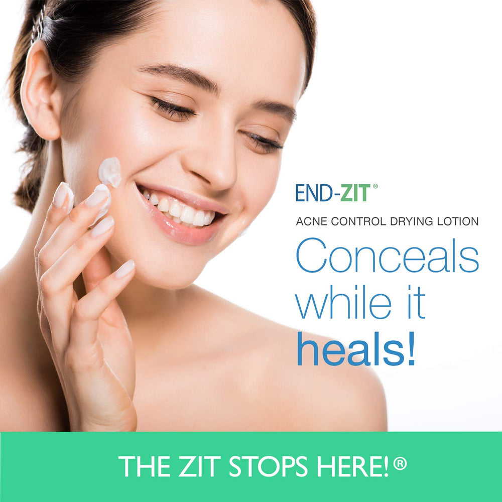 End-zit applying-drying-lotion to a blemish shows quick-dry action