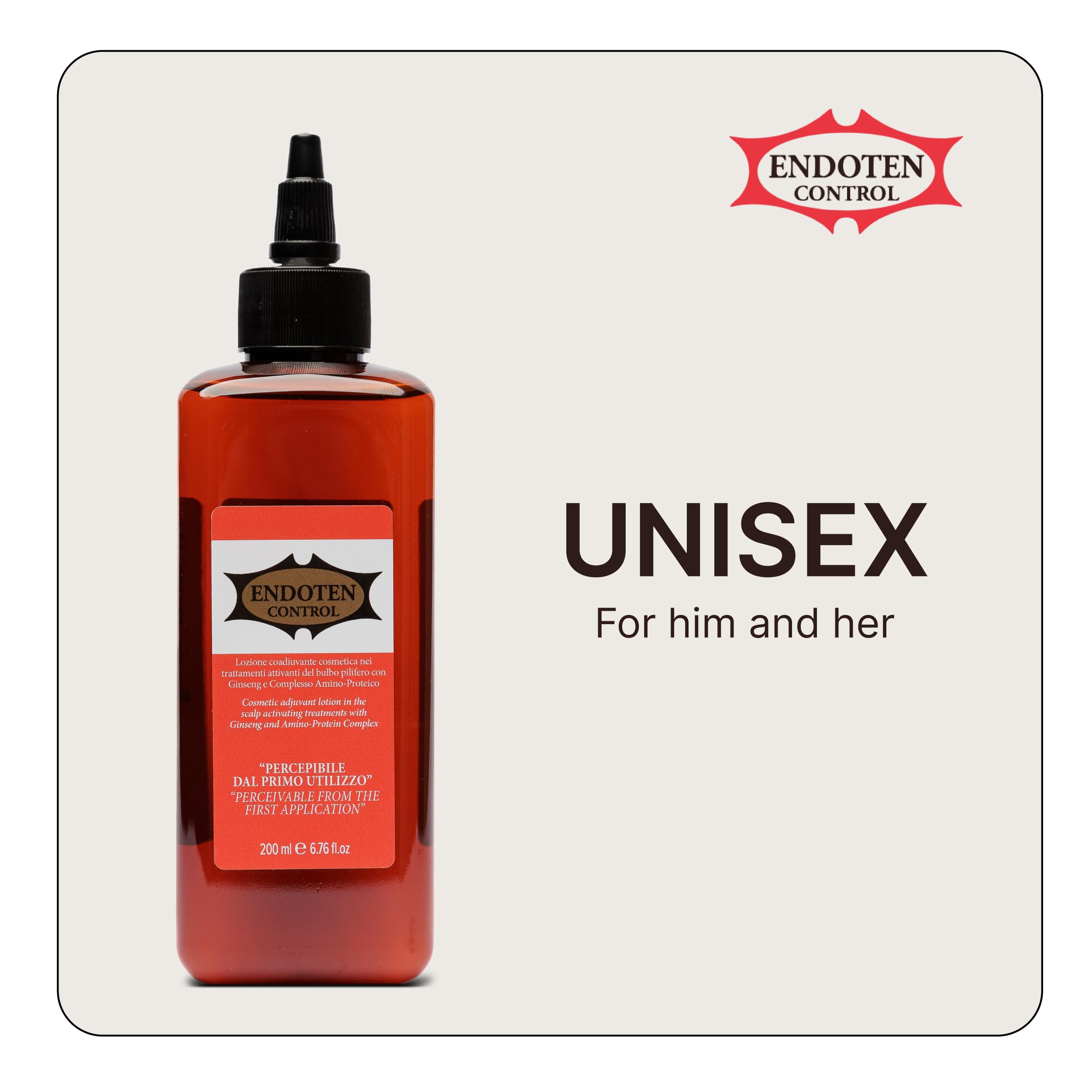 ENDOTEN CONTROL Lotion after-use shine demonstrates enhanced hair radiance.