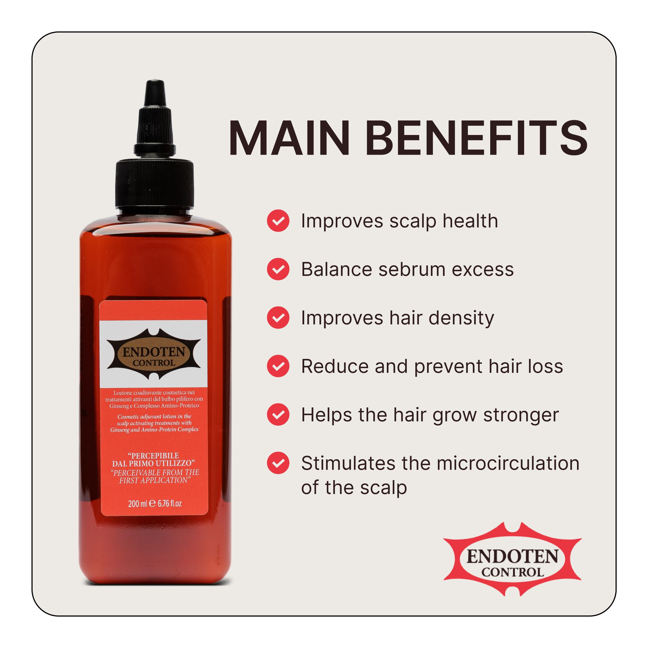 ENDOTEN CONTROL Lotion texture close-up shows creamy consistency for comfortable scalp use.