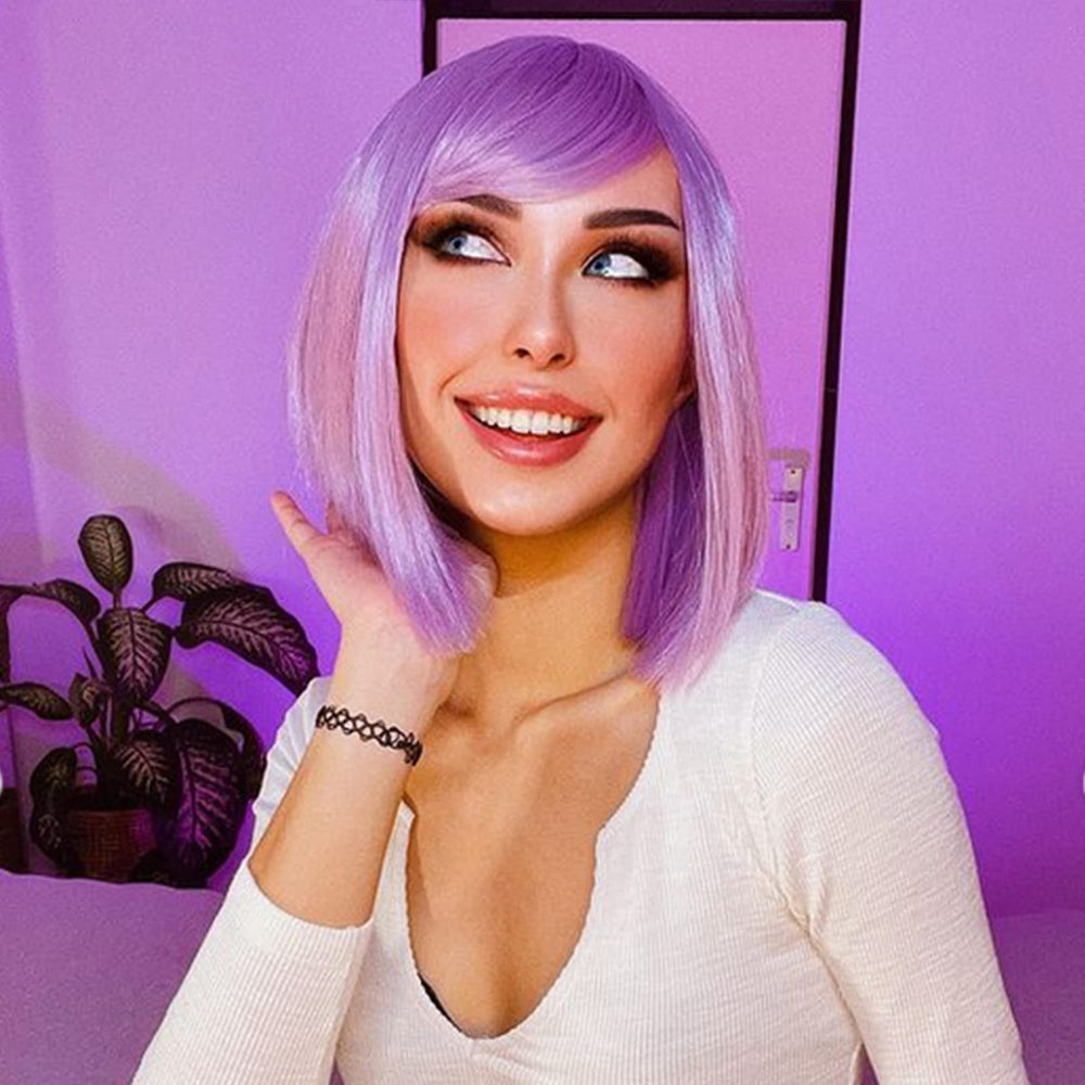 eNilecor lavender-purple wig perfect for parties and events