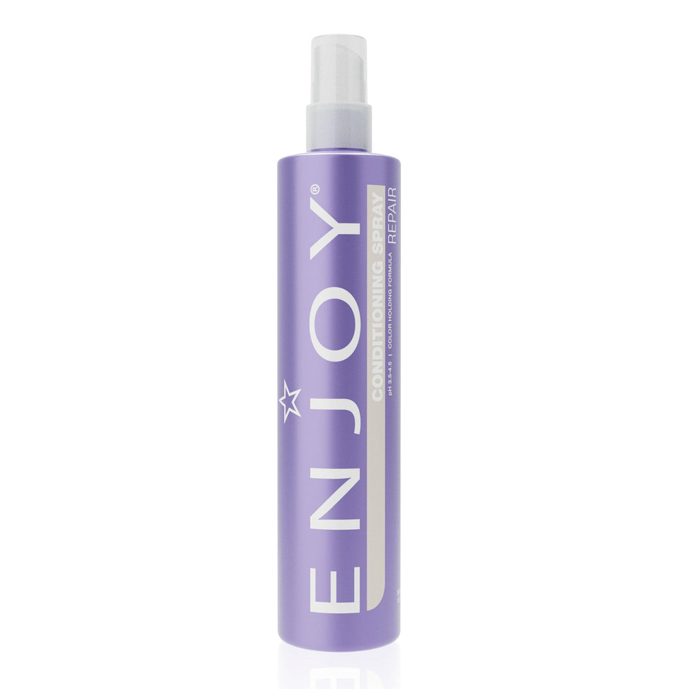 Enjoy Conditioning Spray bottle pour showing easy application and moisture delivery