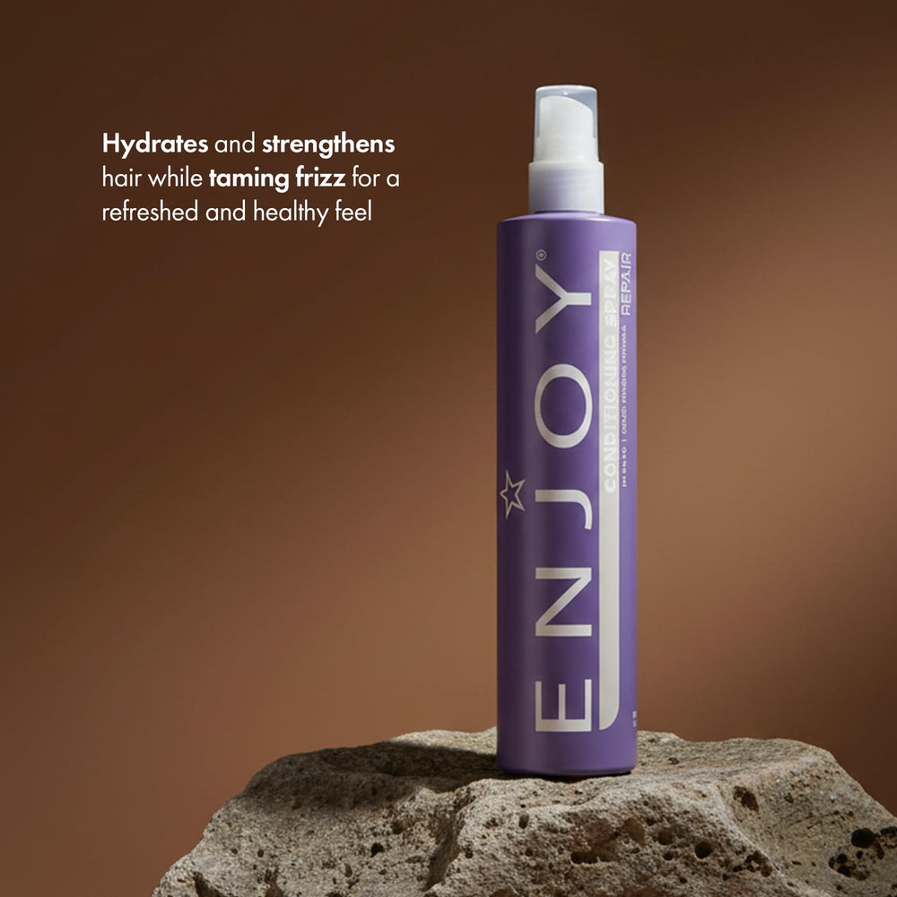Enjoy Conditioning Spray hand application for detangling and smooth distribution