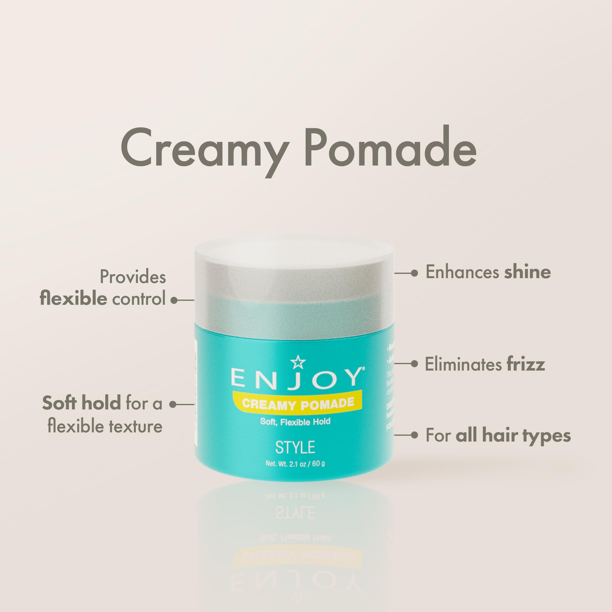 Pomada Cremosa Enjoy, textura versátil para modelar peinado.