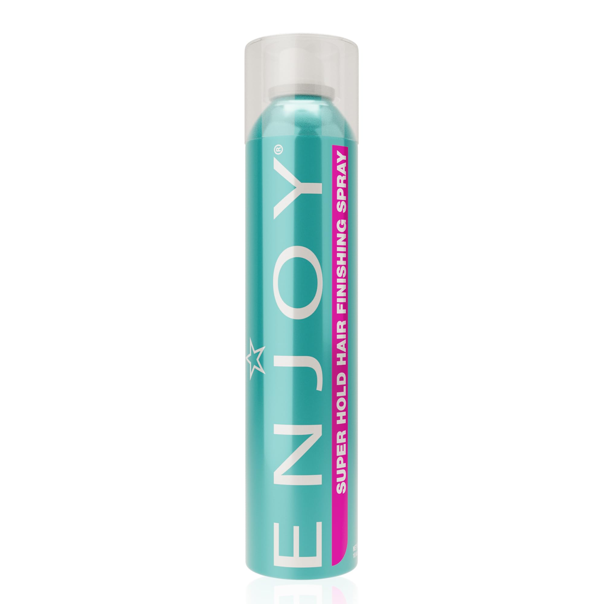 Enjoy Hair Finishing Spray bottle front shows quick-dry hold for versatile styling.