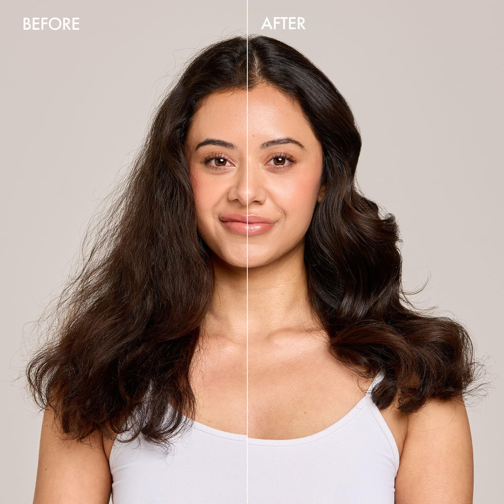 Enjoy Hair Finishing Spray on styled hair illustrates added volume and sheen.