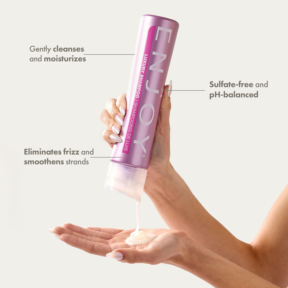 Enjoy Luxury Shampoo with color-hold formula helps keep color vibrant between washes.