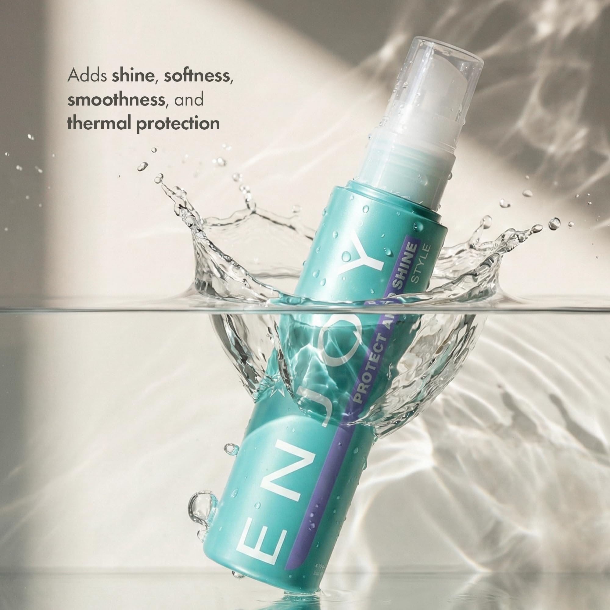 Enjoy Protect and Shine spray application delivers even coverage and frizz control