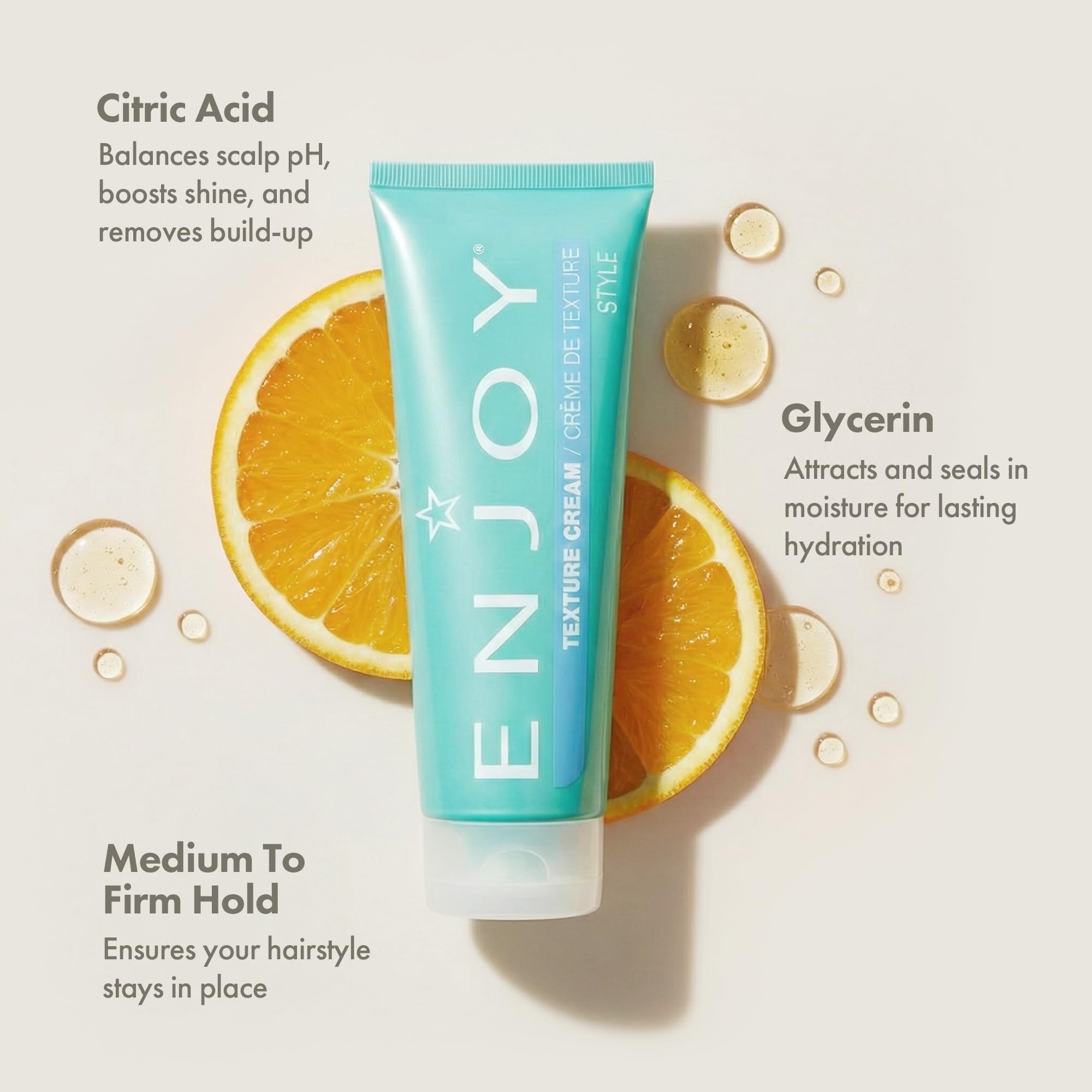 Enjoy Texture Cream, mano-aplicación, facilita peinado flexible y control.