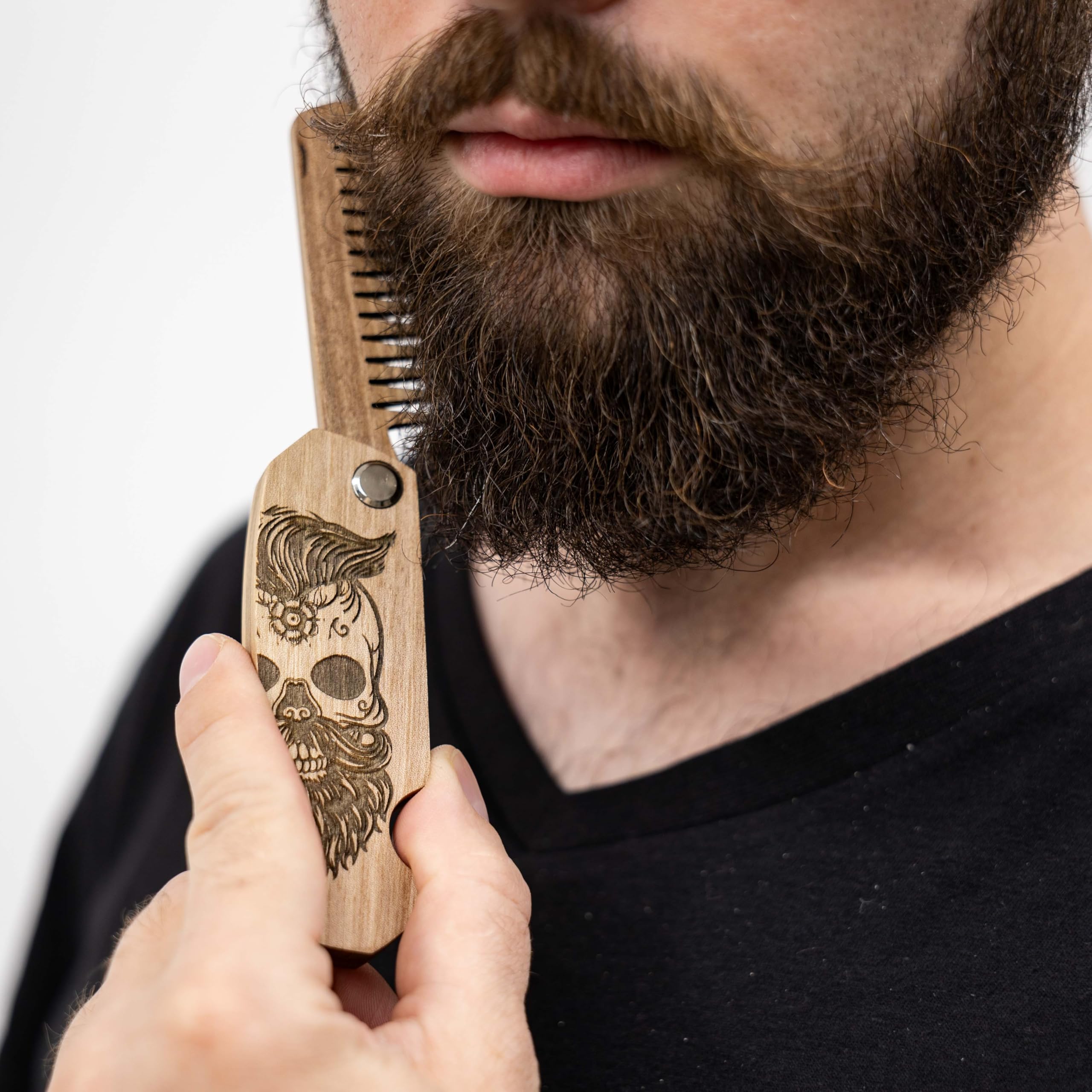 Enjoy The Wood folding pocket beard comb ready for travel and quick touch-ups