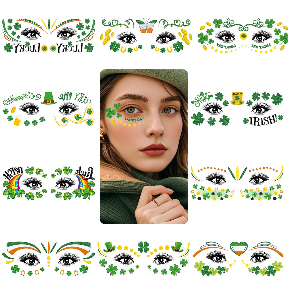 Enjoyard tatuajes San Patricio, trébol en la cara, ideal para fiestas y celebraciones.