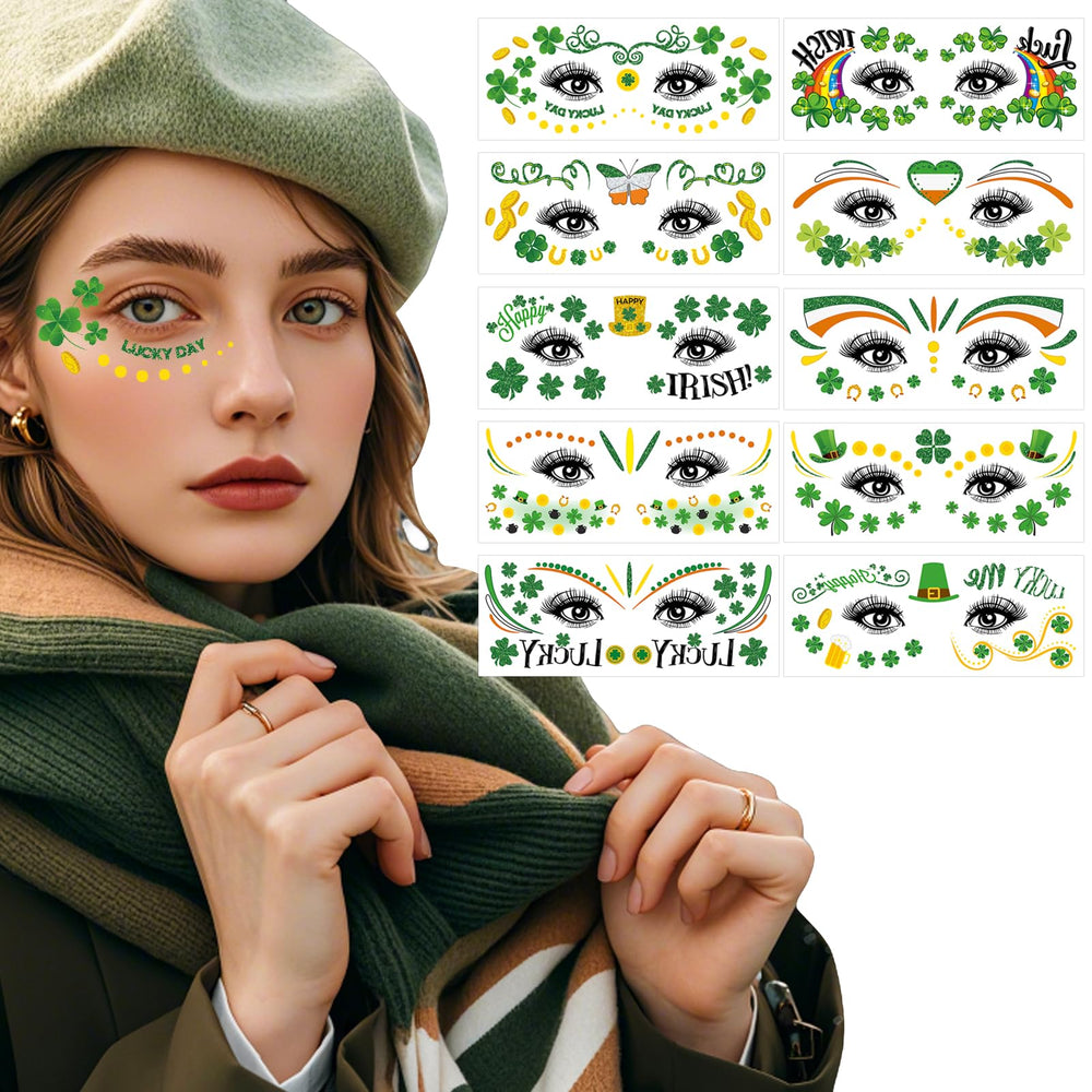 Enjoyard tatuajes San Patricio, trébol en las manos, ideal para looks festivos.