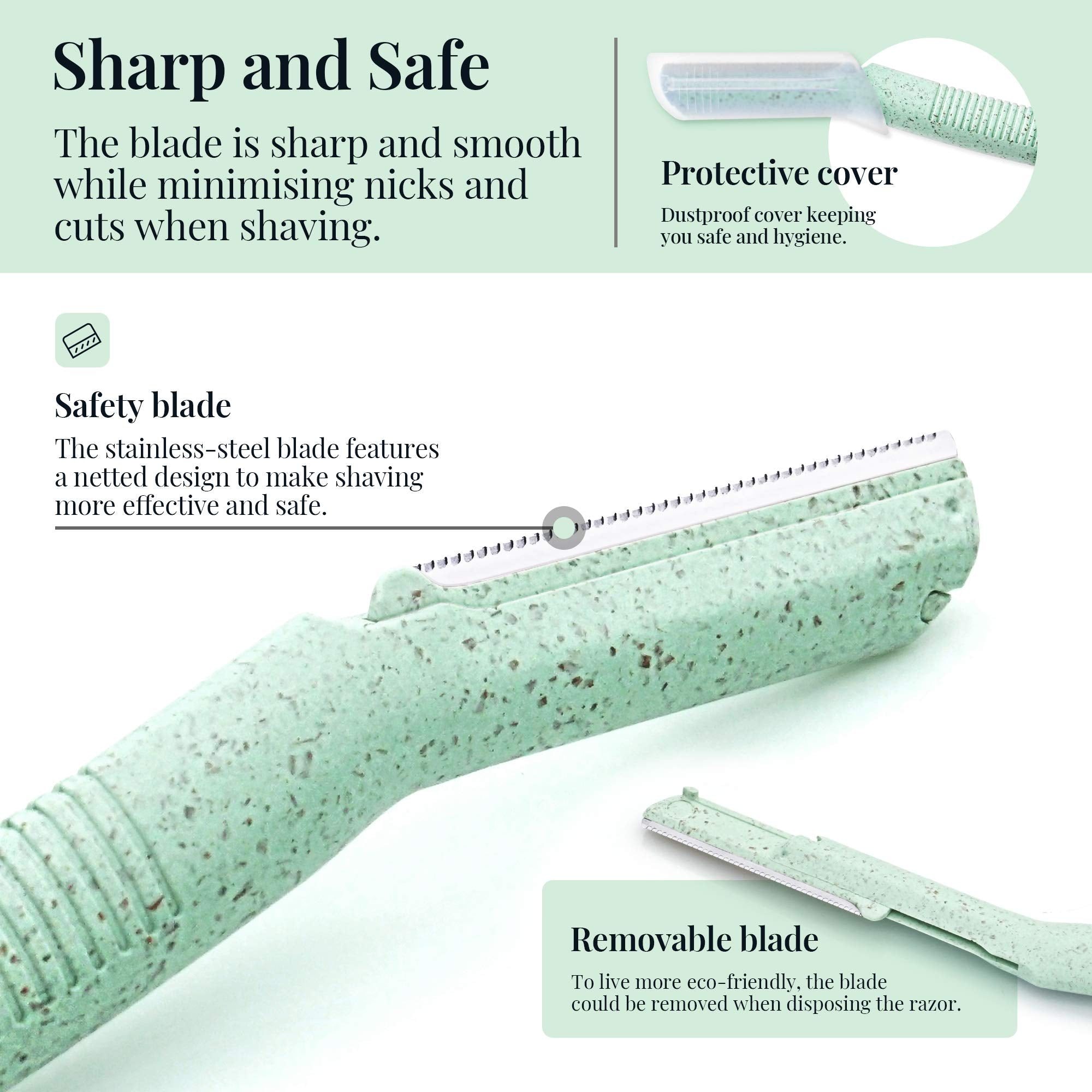 ENNVA Dermaplane blade guard close-up for safe shaving.