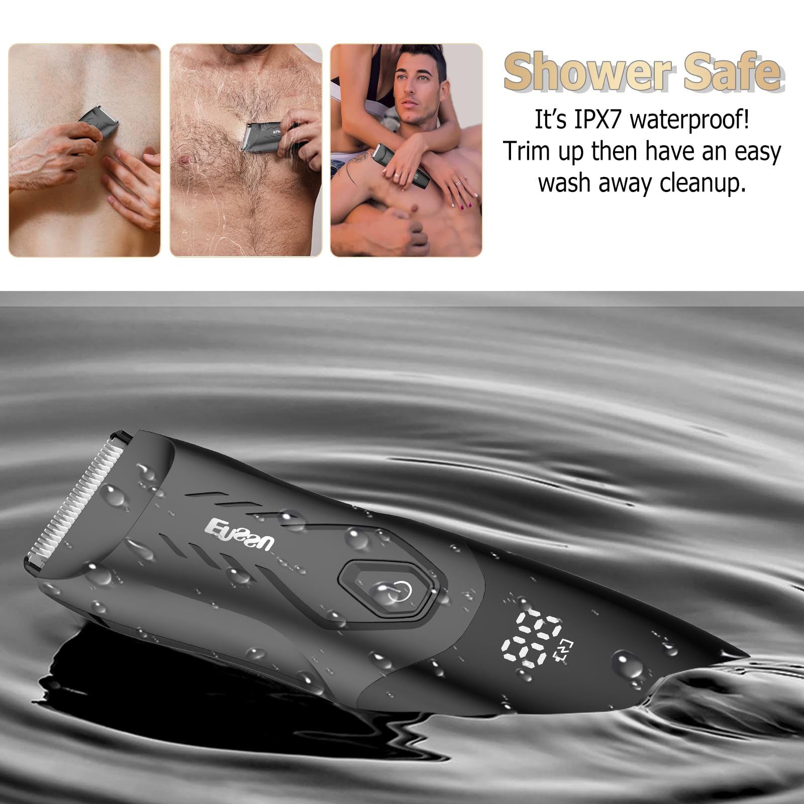 ENSSU IPX7 waterproof design for shower use and easy cleaning.