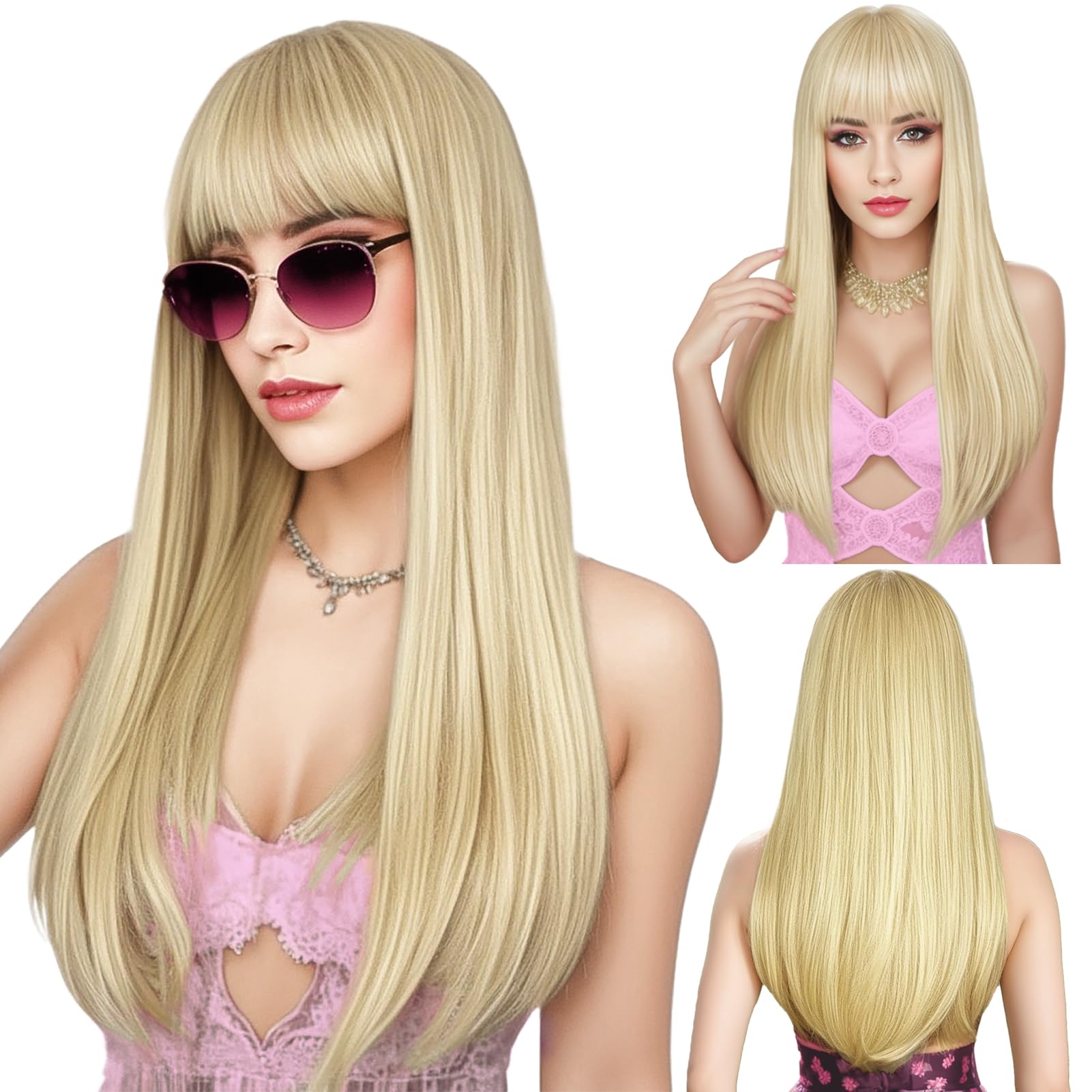 ENTRANCED STYLES blonde wig with bangs shows natural framing for daily looks