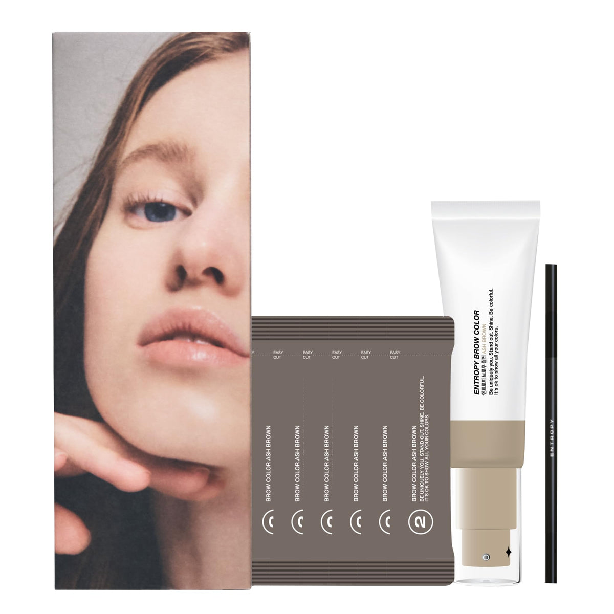 Entropy Make Up Brow Color ash brown tint provides even coverage for natural-looking brows.