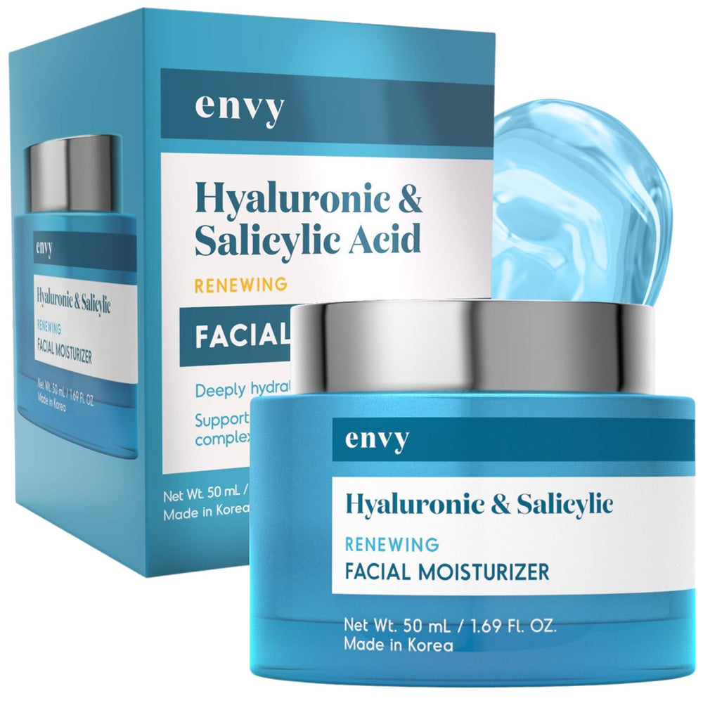 Envy crema hialurónico salicílico en botella: hidratación profunda para piel suave.