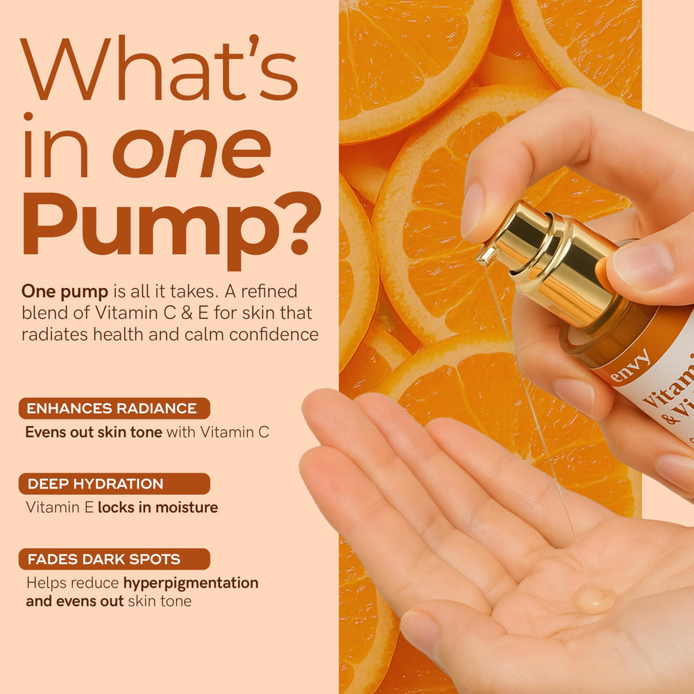 Aplicación en la palma con Envy Serum para hidratación rápida.