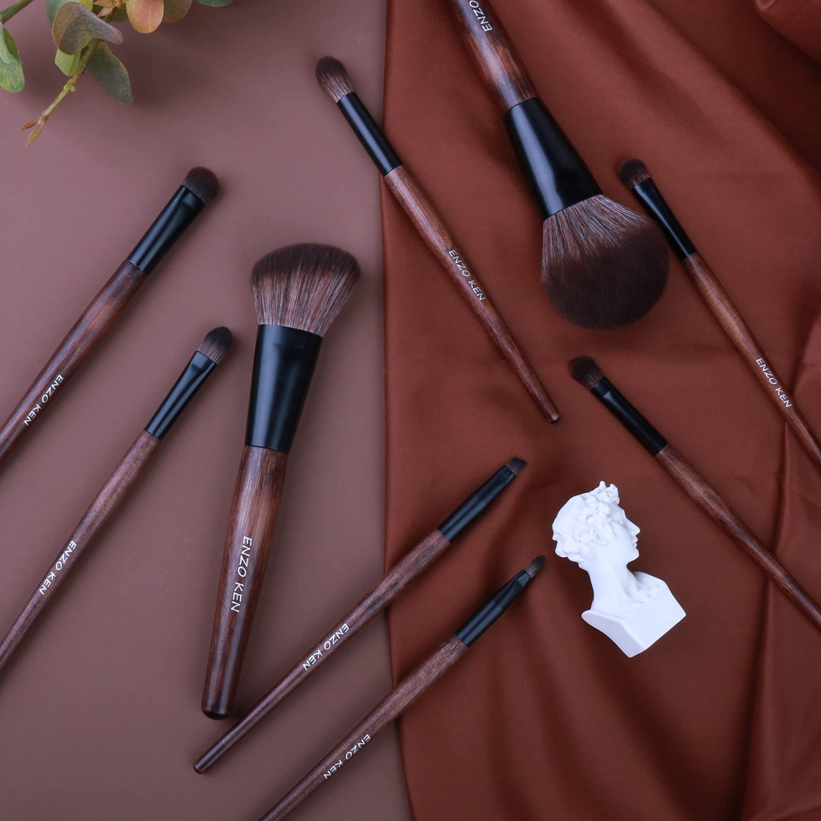 ENZO KEN blush and highlighter brushes for smooth, even finish.