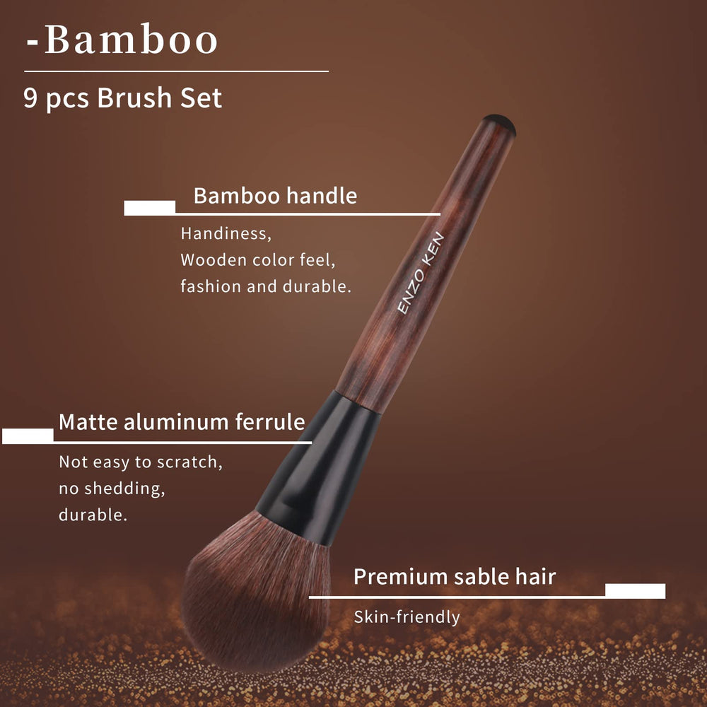 ENZO KEN matte aluminum ferrule brushes for durability and control.