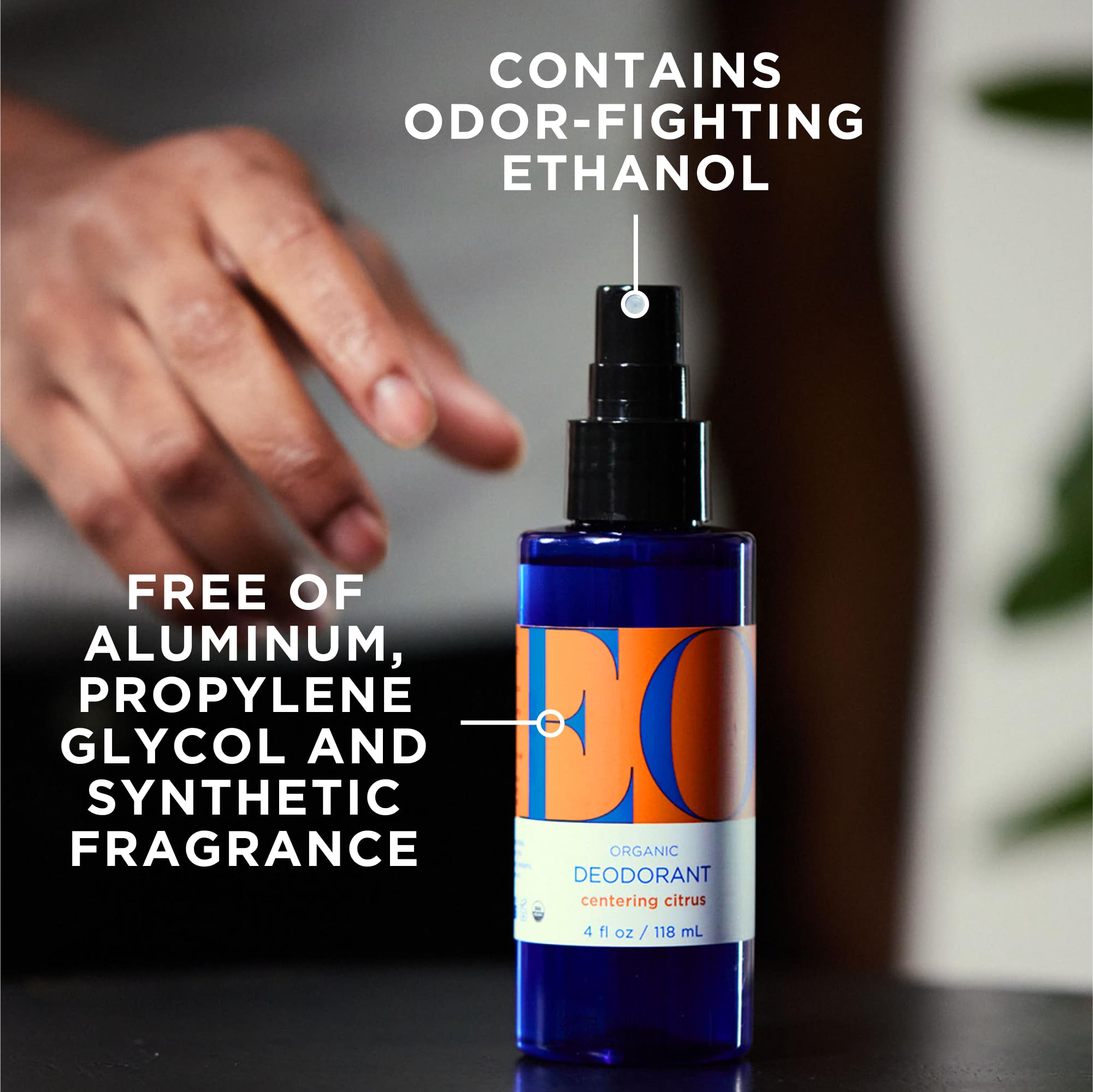 EO deodorant spray citrus pack of 3 on display showcasing convenience.