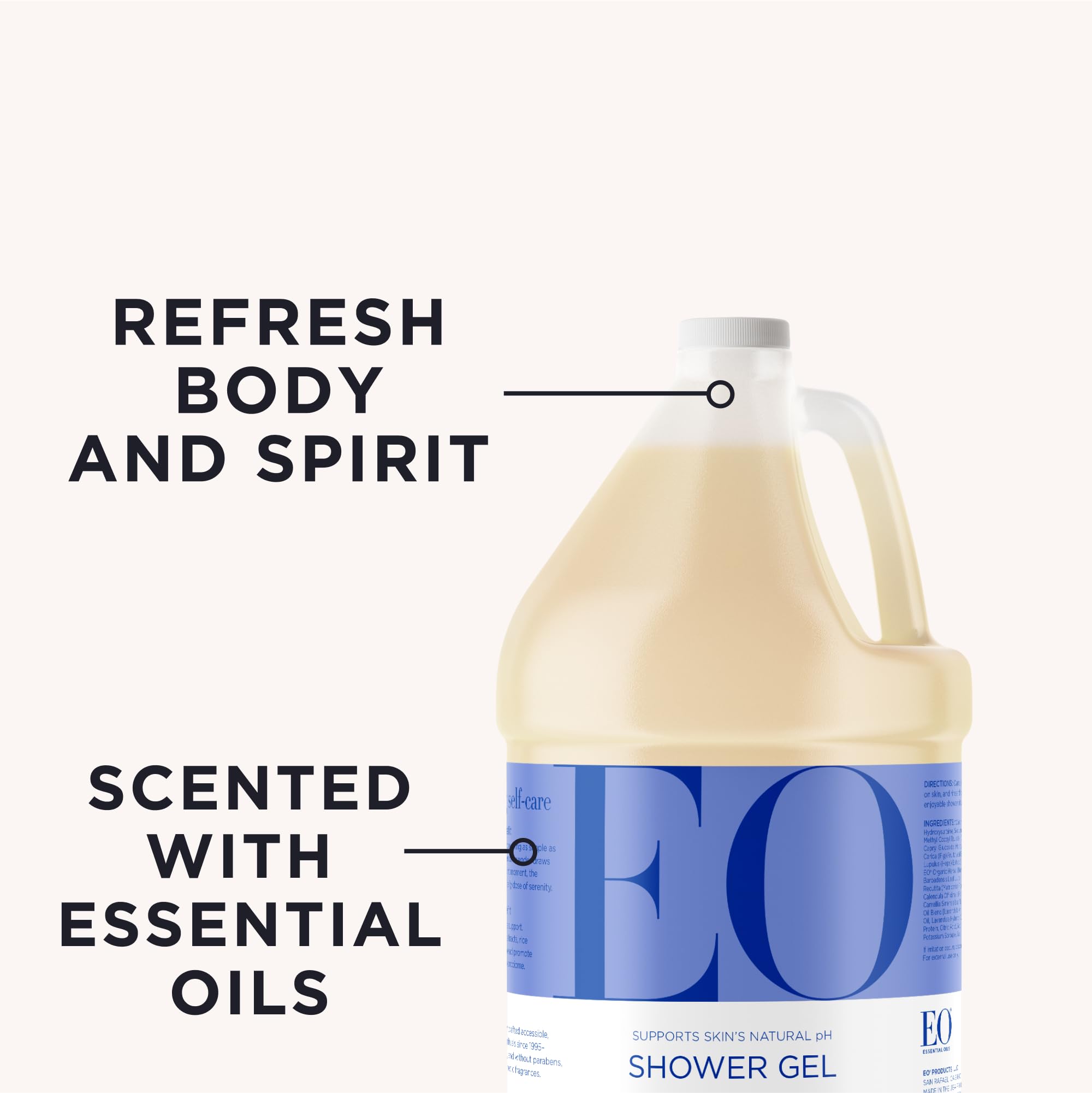 EO French Lavender shower gel being poured for easy lather