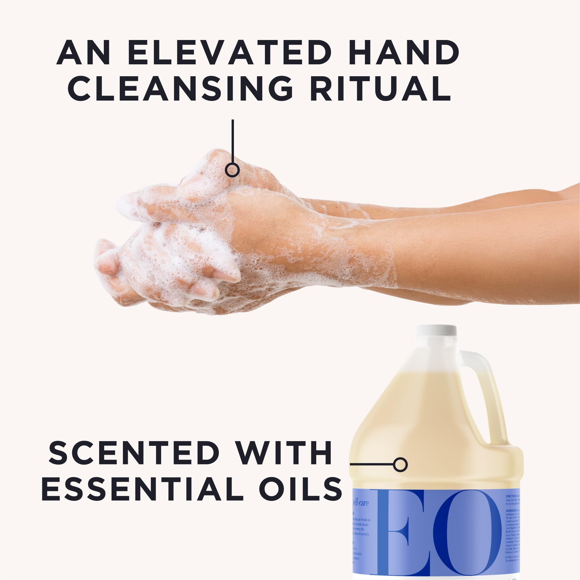 EO Hand Soap French Lavender foamy lather highlights mild cleansing for frequent use.