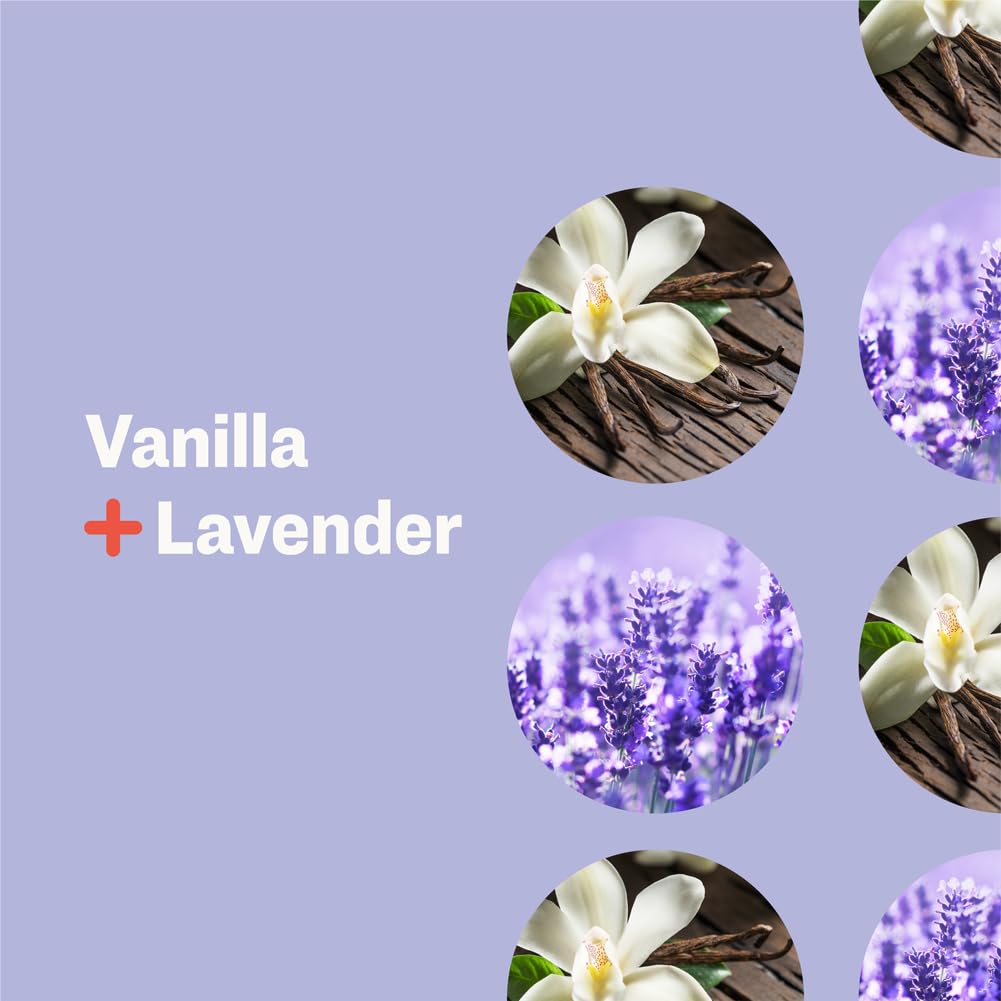 Jabón EO 3 en 1 vainilla lavanda, etiqueta clara que destaca aroma suave.