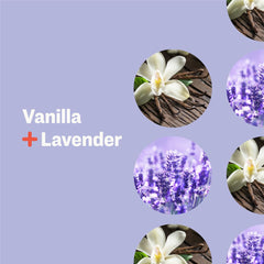 Jabón EO 3 en 1 vainilla lavanda, etiqueta clara que destaca aroma suave.