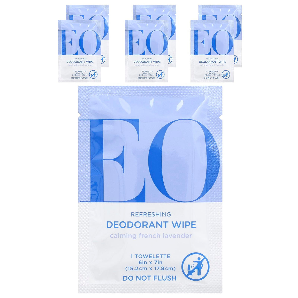 EO Lavender Deodorant Wipes packfront for on-the-go freshness