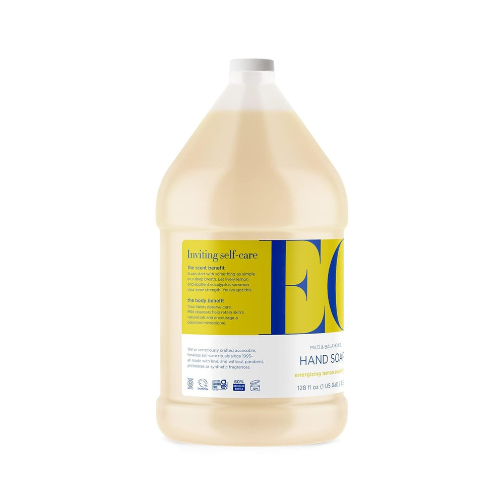 EO Lemon and Eucalyptus hand soap pour demonstrates quick, convenient dispensing