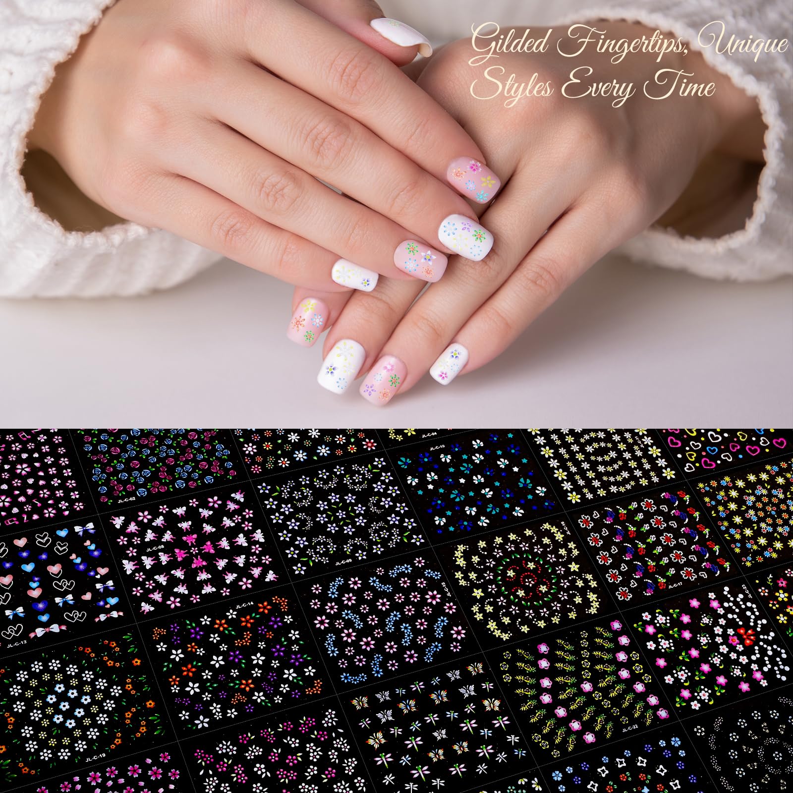 Pegatinas Eofot para uñas con motivos cartoon brillantes