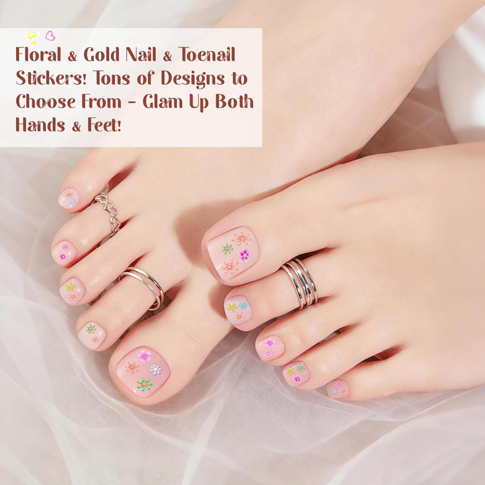 Pegatinas Eofot para uñas con patrones florales para look elegante