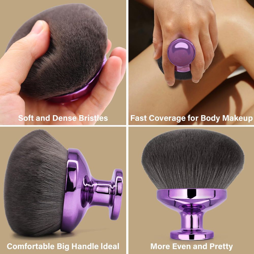 Purple-handled EOICCEOH body makeup brush adds elegance and control.