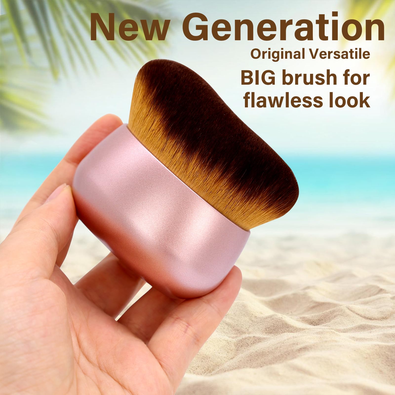 EOICCEOH travel-friendly kabuki brush fits in a makeup bag for on-the-go use