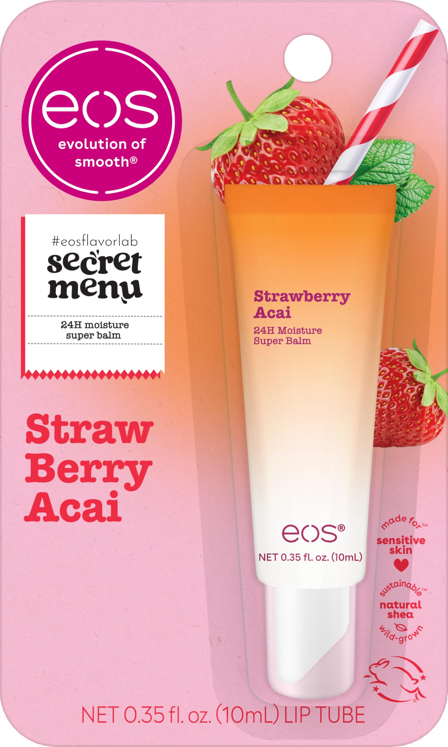 eos 24H Moisture Super Balm strawberry acai jar demonstrating deep hydration for dry lips