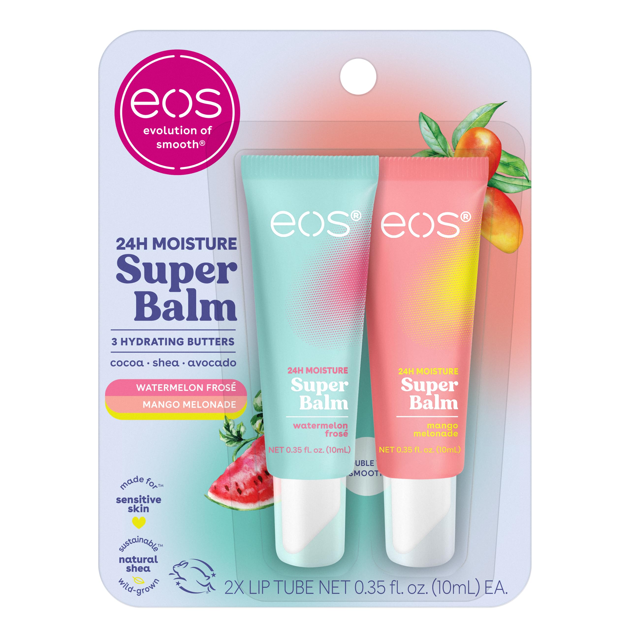 eos bálsamo labial 24h con sandía frosé, hidratación duradera para labios sensibles