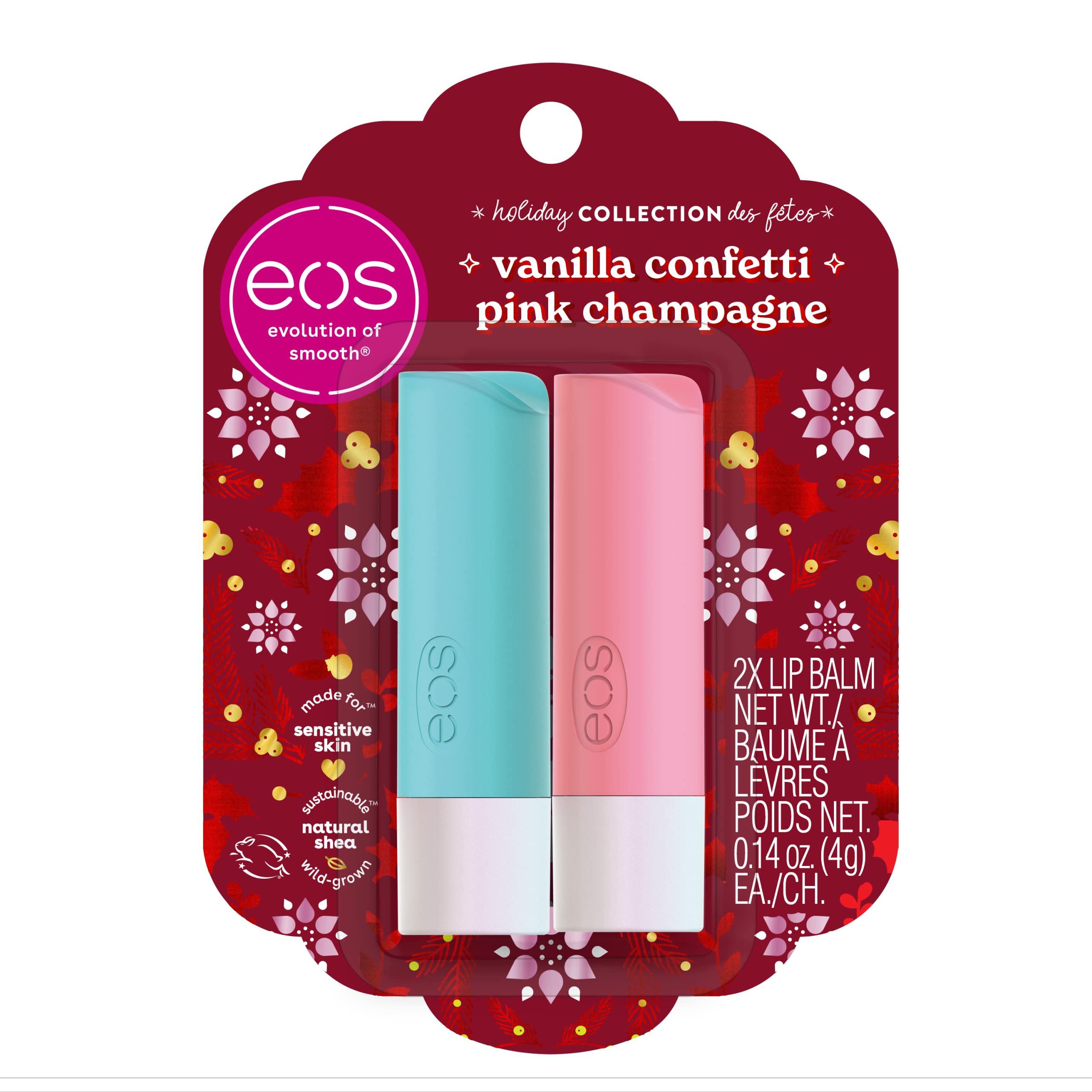 Bálsamo labial EOS edición Navidad Raspberry Cloud Bellini listo para uso diario
