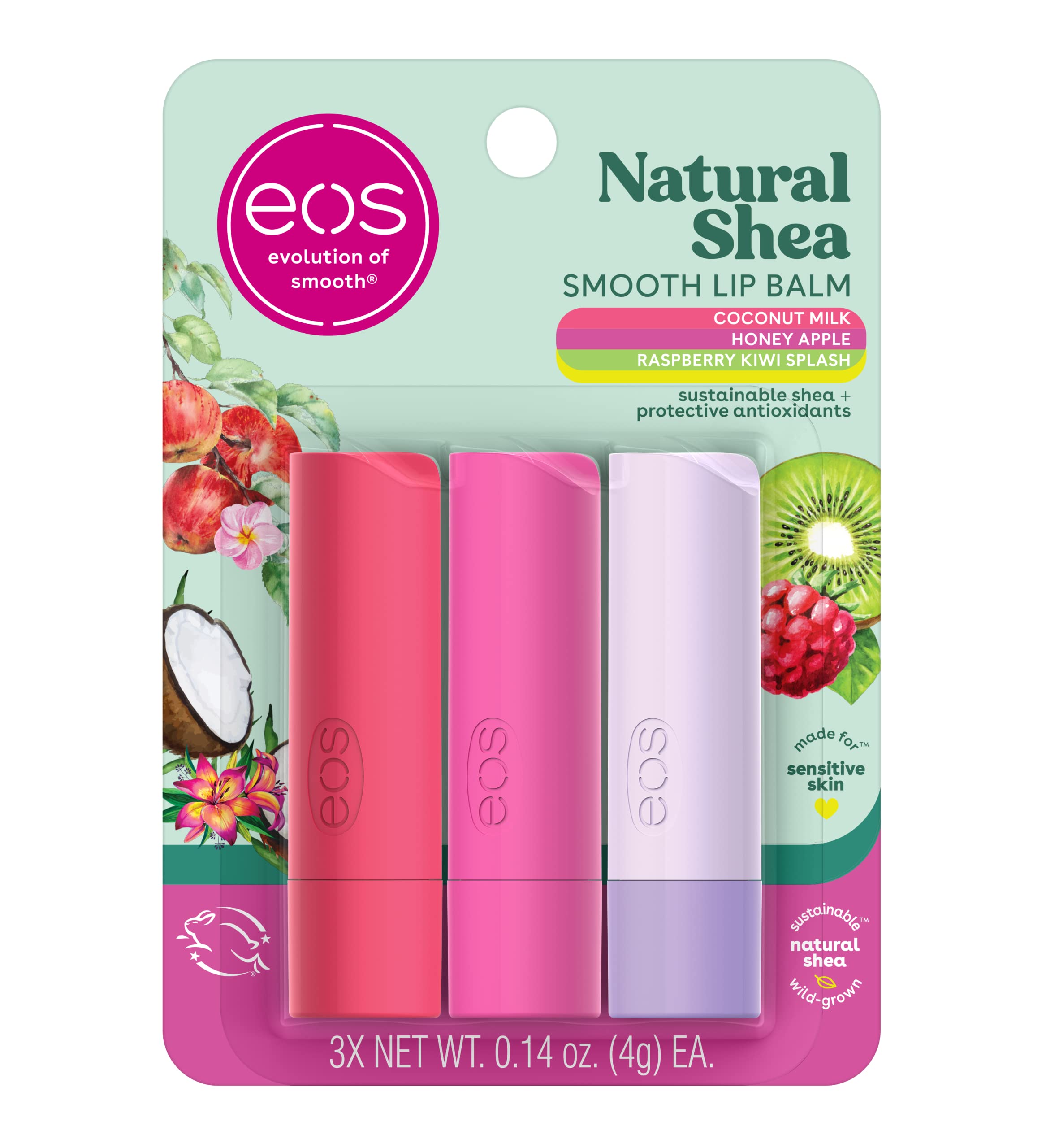 EOS bálsamo labial Manzana Miel para hidratación suave.